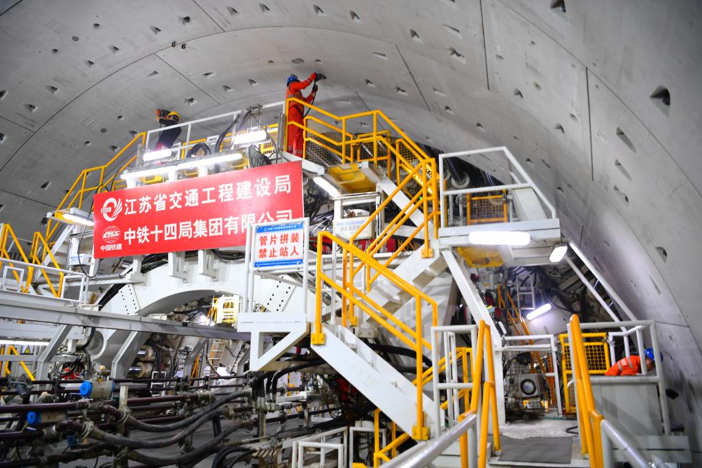 圖為江陰靖江長江隧道盾構施工。 新華社記者樊曦 攝